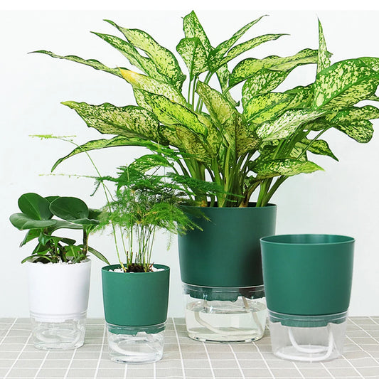 2 Layer Self Watering Planter Home Garden Office Plant Flower Pot with Water Container Automatic Watering Hydroponic Plant Pot