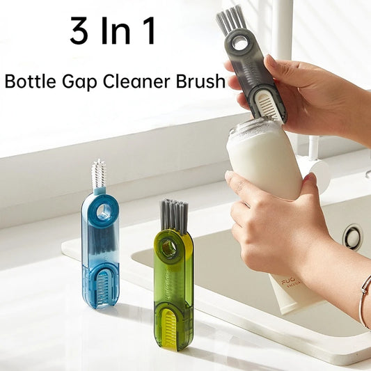 3 in 1 Bottle Gap Cleaner Brush Multifunctional Cup Cleaning Brushes Water Bottles Clean Tool Mini Silicone U-Shaped Brush